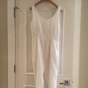 Black Crane White linen overalls